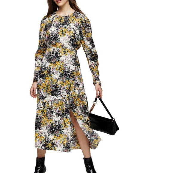 Topshop Dresses & Skirts - NWT Topshop Floral Long Sleeve Midi Dress 12